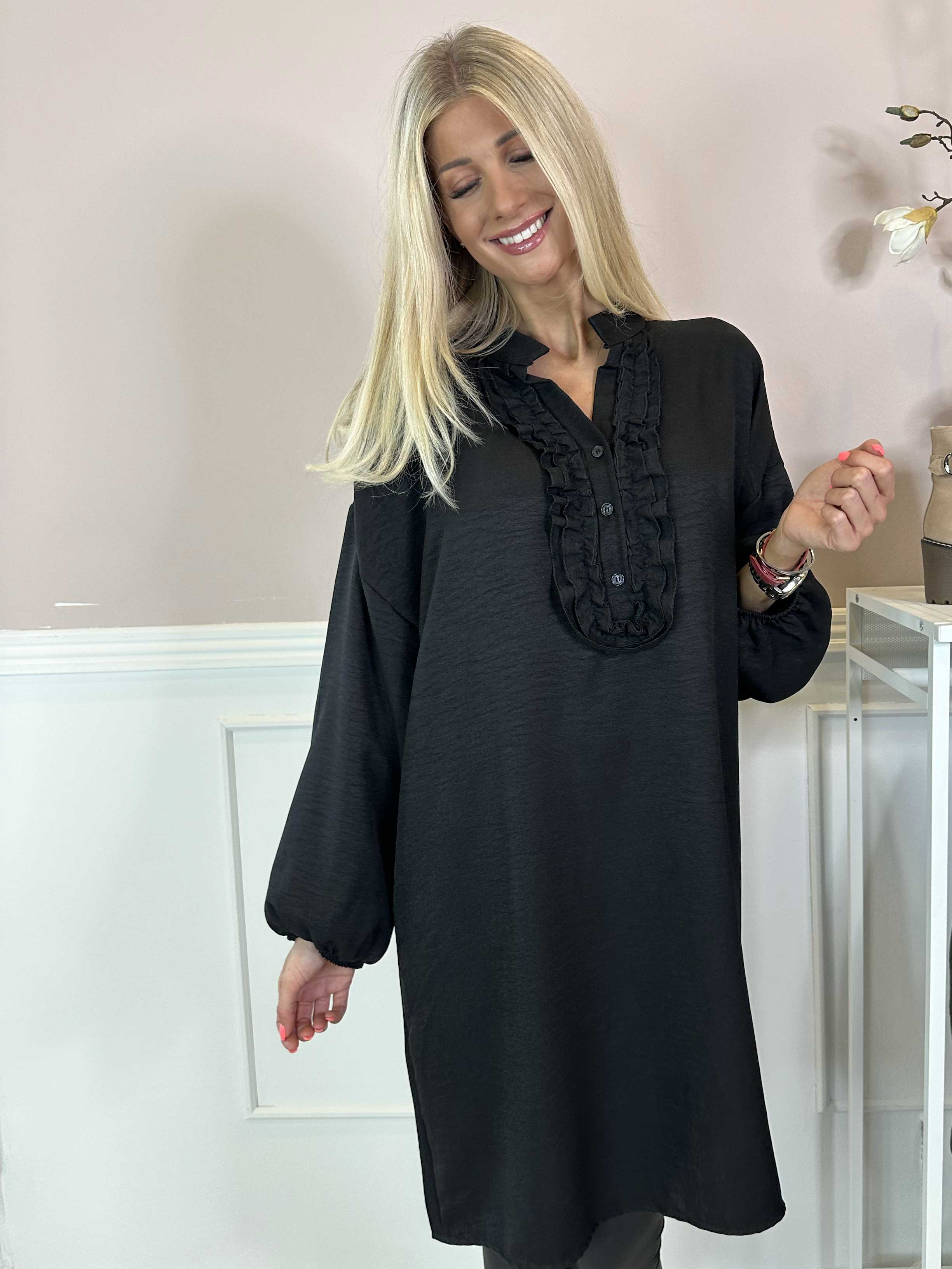 Cassia Plain - Tunikakjole med flæser ved brystet